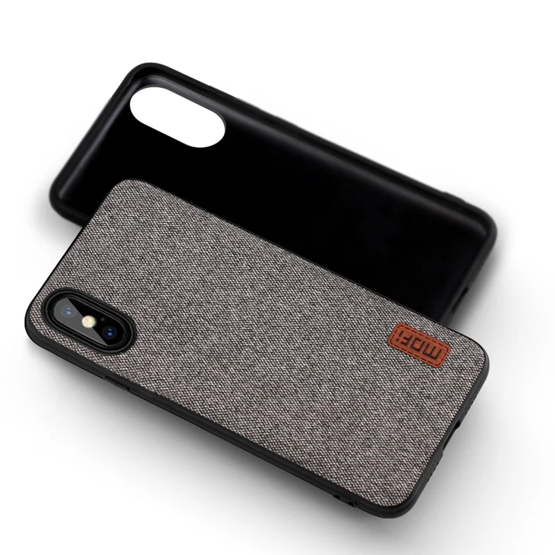Крышка корпуса ля iphone X MOFI для iphone X, Жесткий Чехол для задней панели из поликарбоната для IP X, мягкий чехол из ТПУ для Apple X, чехол из ткани 5,8'' - Цвет: gray
