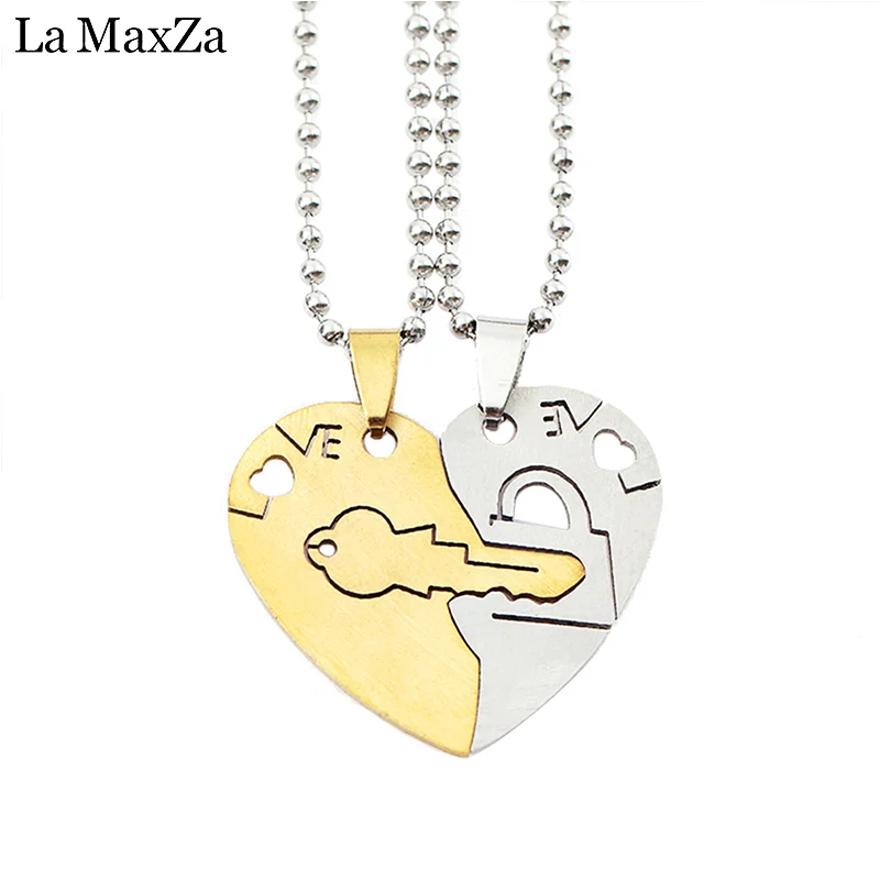 Парные ювелирные изделия 2018 ожерелья с ключом и замком Золотое серебряное