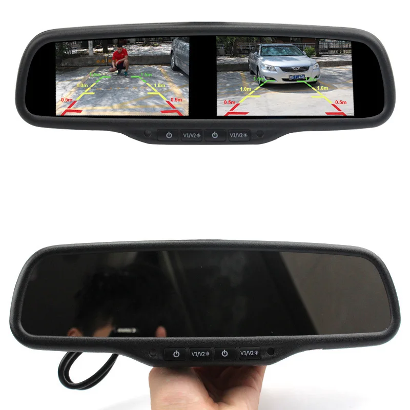 Sinairyu HD Dual 800*480 экран 4 3 &quotTFT lcd Зеркало заднего вида автомобильный монитор видео