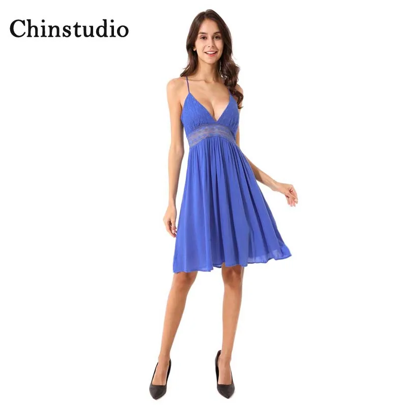 Vestidos mujer Настоящее Новое Chinstudio 2018 слинг выдалбливают спинки шить платье женские