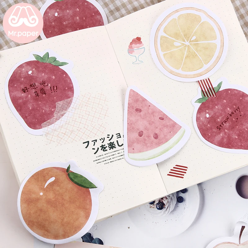 Mr paper 30 шт./лот 6 видов конструкций Kawaii вкусные фрукты блокноты для заметок липкие