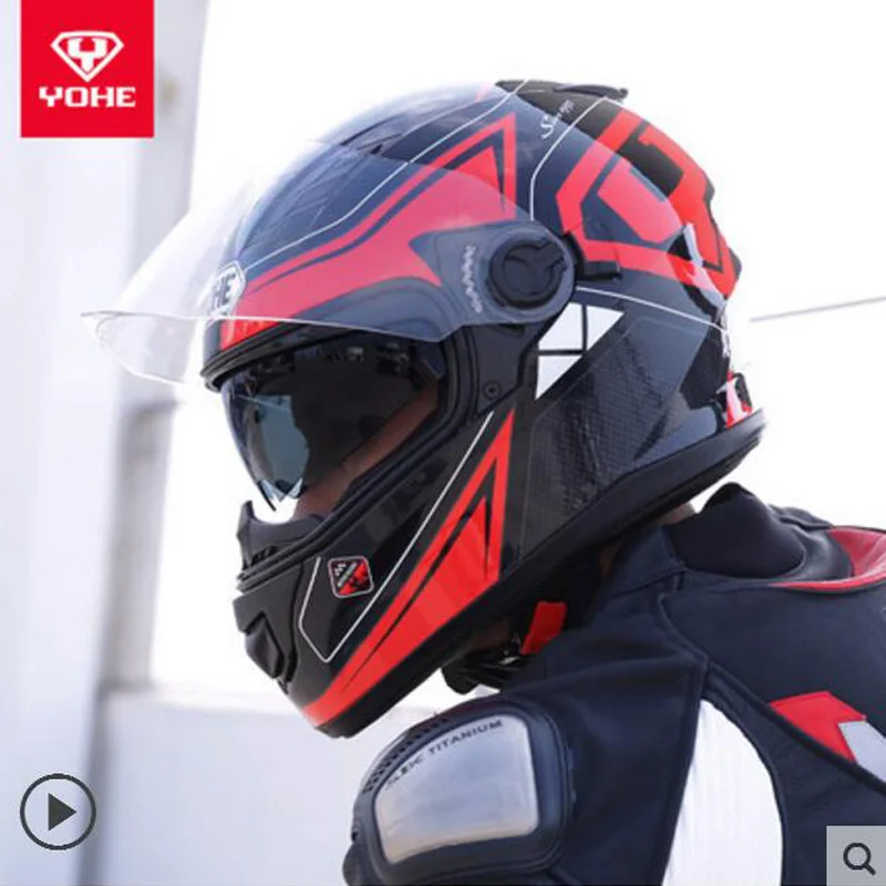 2018 зимние теплые мотоциклетные гоночные шлемы YOHE на все лицо мотоциклетный шлем