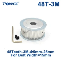 powge 48 teeth htd 3m timing pulley bore 566 3581012141516202225mm for width 15mm htd3m synchronous belt 48t 48teeth
