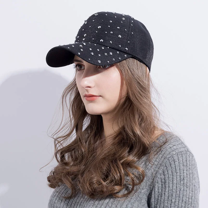 Женские Стразы шляпа от солнца со стразами Swag Casquette с защелкой на спине