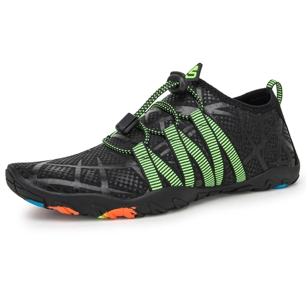 928Black green 42-46 Спортивная обувь для мужчин, босиком, мужская пляжная обувь для женщин, дышащая Спортивная обувь для пеших прогулок, быстросохнущие кроссовки для речных и морских вод - Цвет: 928Black green 42-46