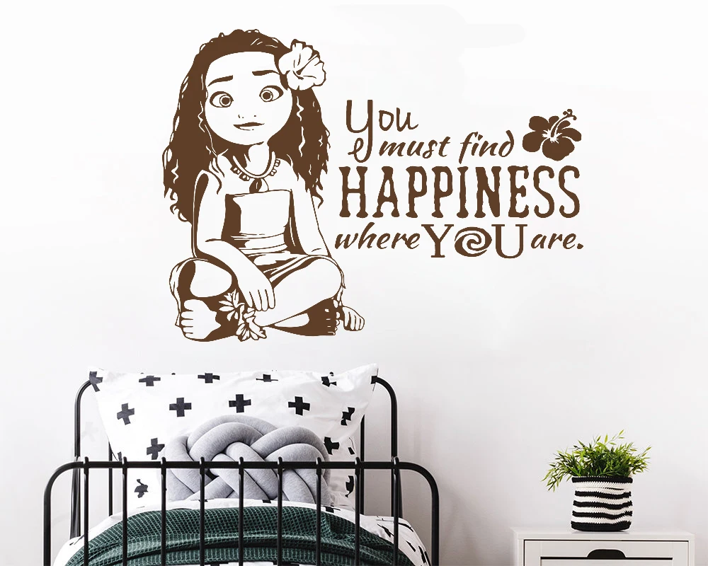 Моана принцесса силуэт ПВХ Наклейка на стену мультфильм фильм характер наклейки