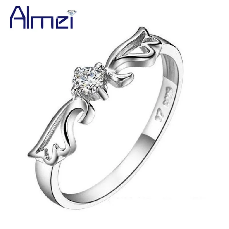 Almei распродажа серебряные женские кольца с короной обручальное кольцо модное