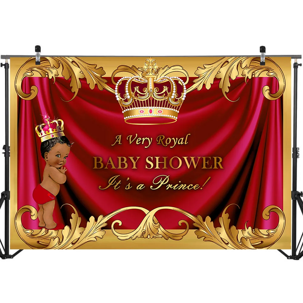 NeoBack Royal Boy Baby Shower фон для фотосъемки с золотой короной черная кожа принц красная