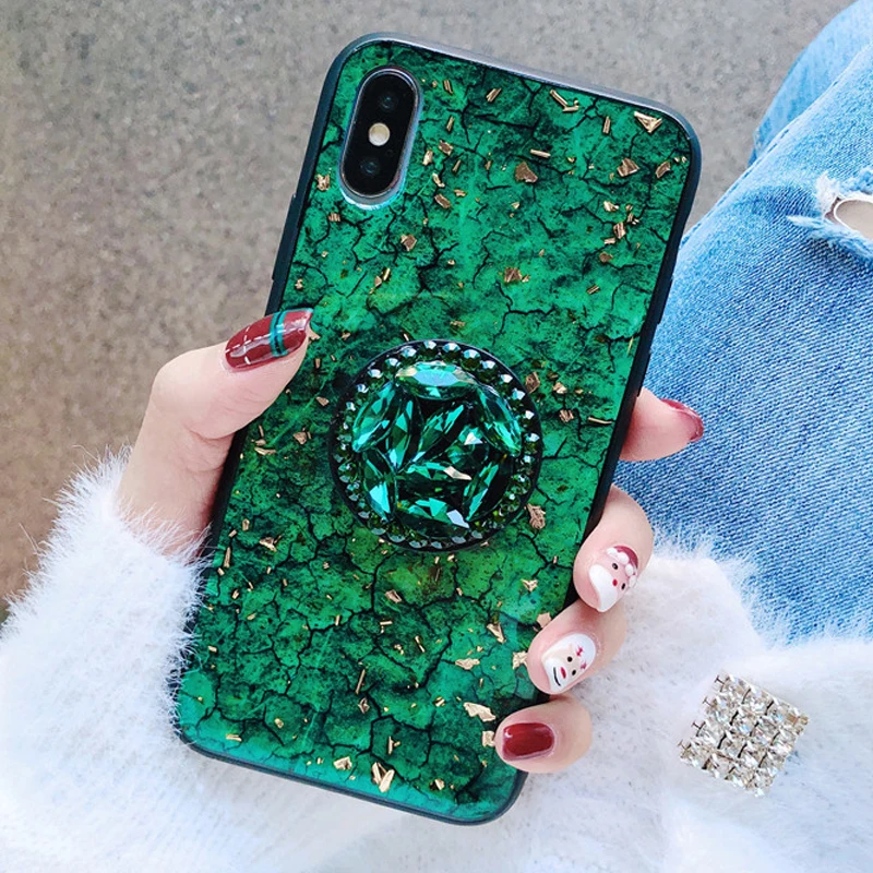 Case and Stand Green Золотой фольгированный чехол для телефона huawei P20 P30 mate 20 30 lite Pro 20X Nova 3 3i 3E чехол Honor 9 10 20 Pro 8X MAX 8C мраморный мягкий чехол - Цвет: Case and Stand Green