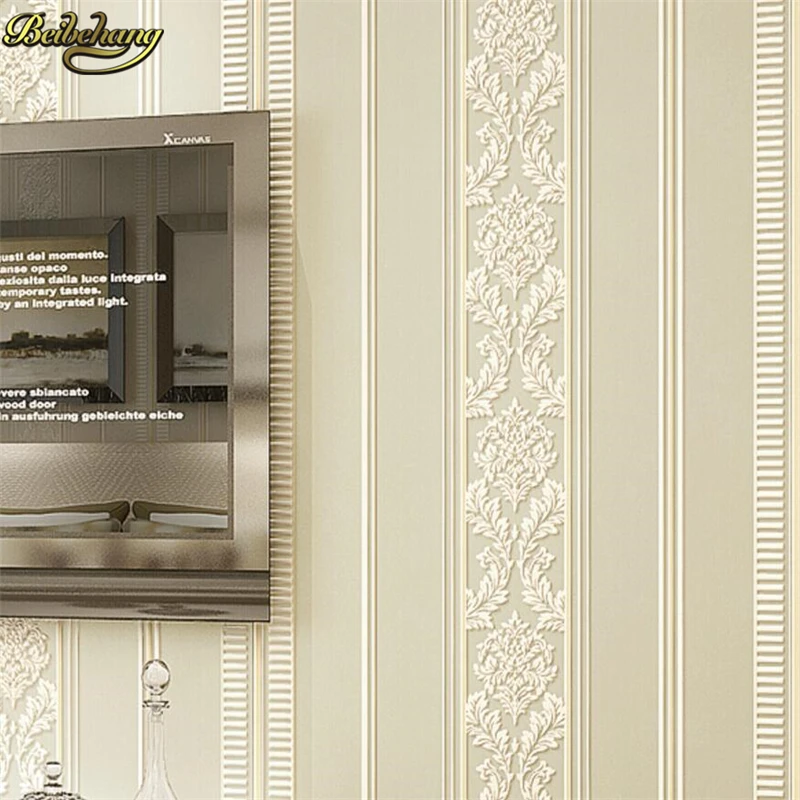 3D тисненые нетканые обои beibehang европейские вертикальные полосатые Джейн для