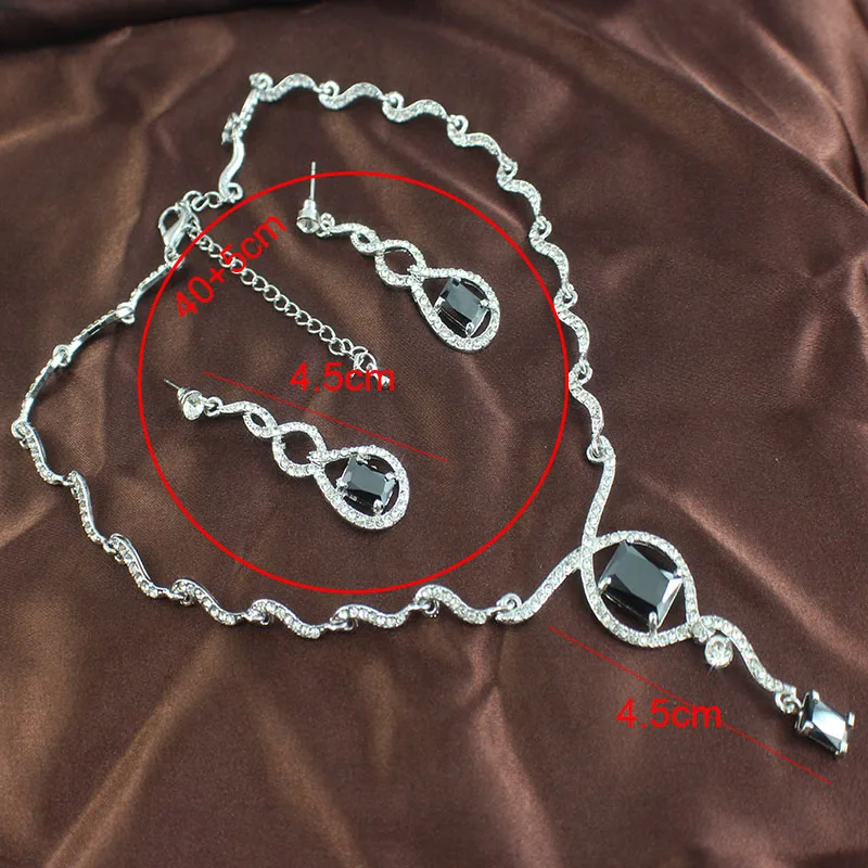 Женский ювелирный комплект из колье и серёг серебристого цвета|jewelry sets for women|bridal