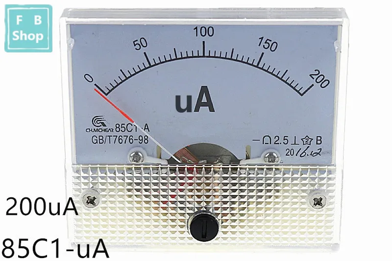1 шт. 85C1-uA 200uA DC Аналоговый указатель панель измерителя тока Ампер Датчик