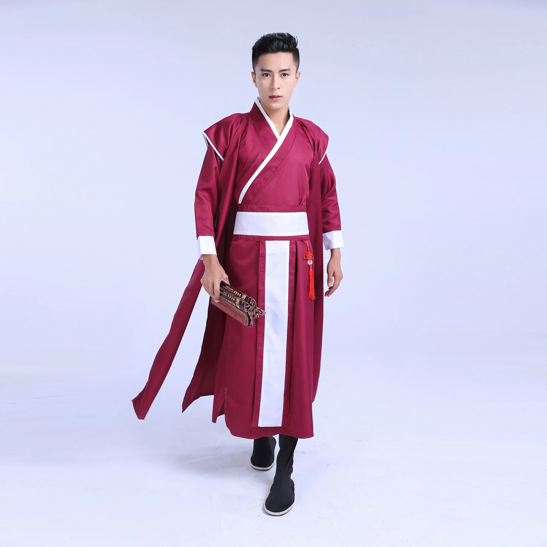 Национальный Красный костюм ханьфу для мужчин традиционная Династия Тан одежда - Фото №1