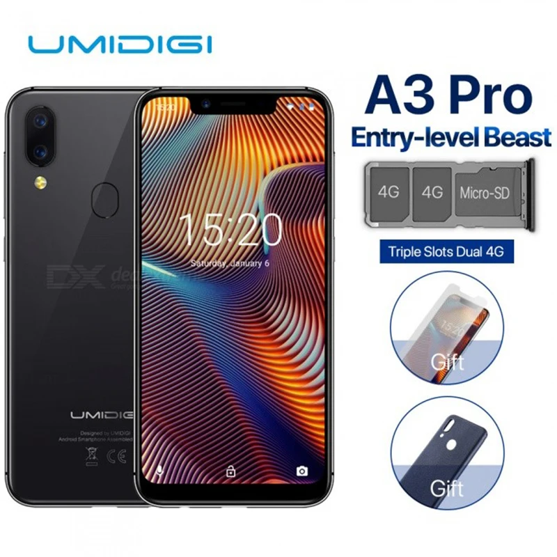 UMIDIGI A3 Pro Globale Della Fascia смартфон с 5 7-дюймовым дисплеем четырёхъядерным процессором 3