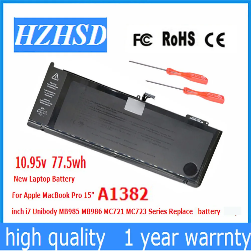 10 95 v 77.5Wh новый оригинальный A1382 ноутбук Батарея для APPLE MacBook Pro 15 &quotA1286 2011 2012 SeriesMC723