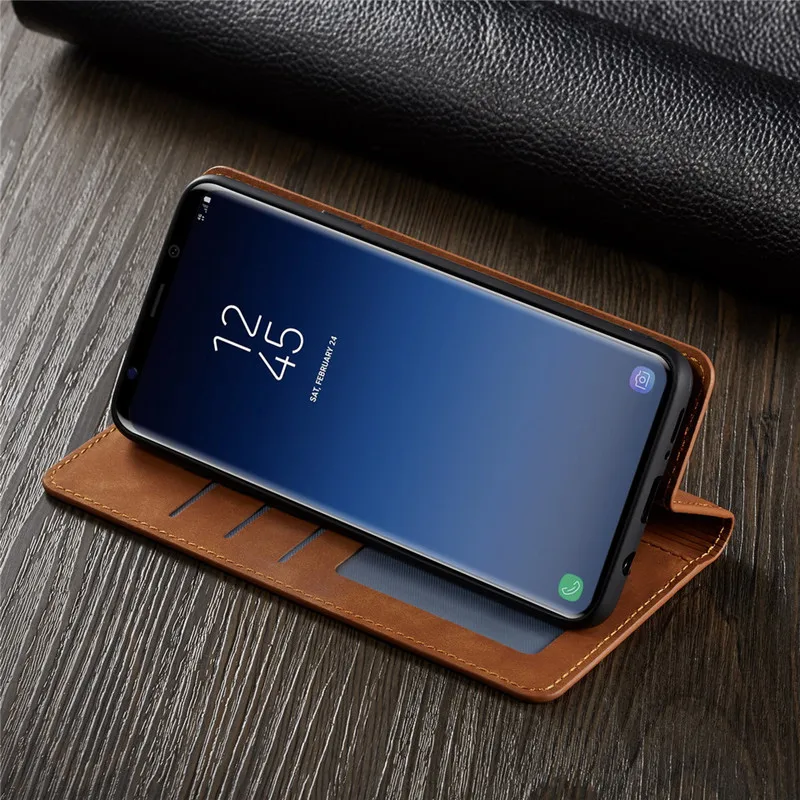 Роскошный флип-чехол для Samsung Galaxy S9 Plus Магнитный кожаный бумажник подставка слот
