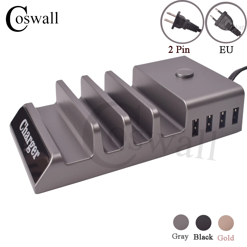 Coswall, USB удлинитель, 4 выхода, USB Супер порт зарядки, защита от перегрузки, кабель 1,3 м, стандарт ЕС, США, вилка