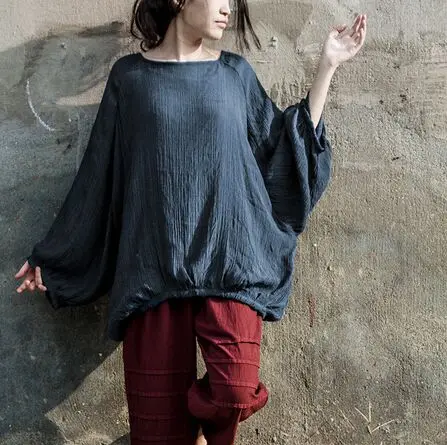 

2016 New Arrivals Vintage Lantern Sleeves Blouses Spring Autumn Breathable Causal Shirt Femme Solid Top Plus Size Pullovers