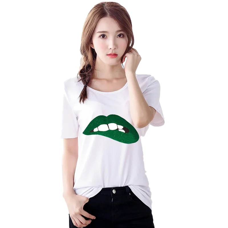 Летняя распродажа 2019 белая женская футболка привлекательная зеленая с принтом