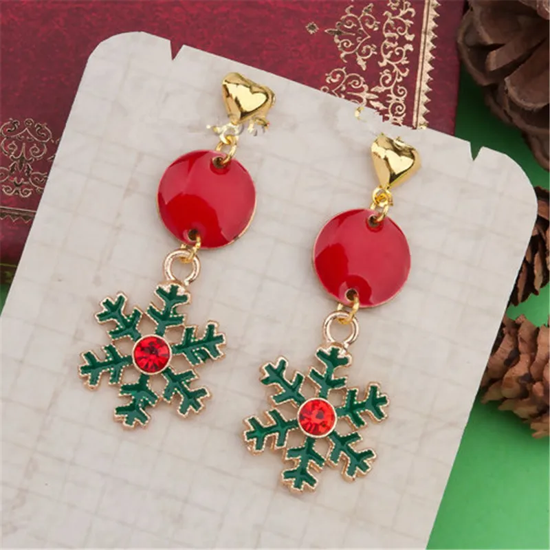 DoreenBeads золотые зеленые рождественские снежинки круглые красные стразы эмалевые