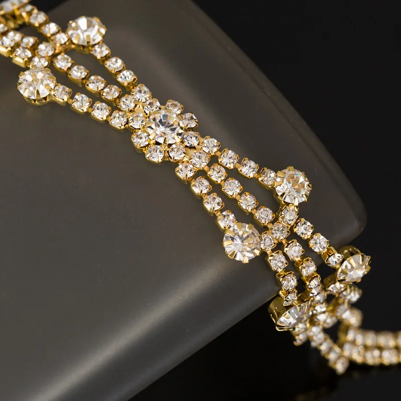 Повязка на голову женская для невесты эластичная лента волос с цепочкой тиара