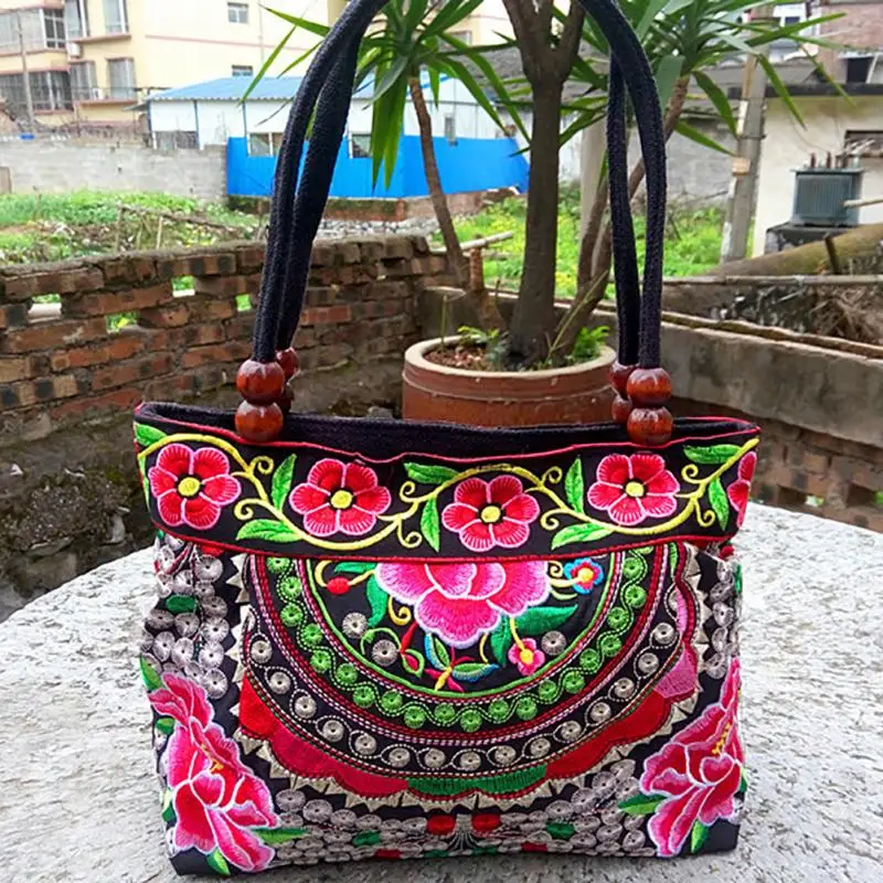 Женские винтажные сумки с вышитыми цветами этнические холщовые деревянными
