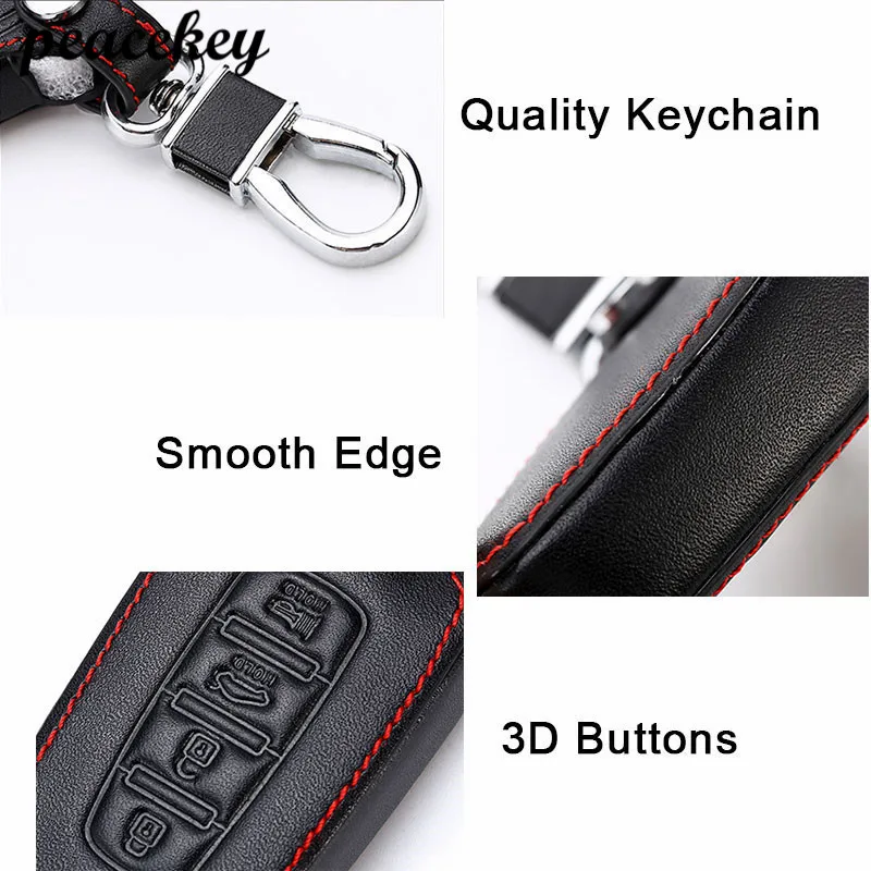 

Peacekey Leather Car Key Fob Case cover For Hyundai Accent Ix35 Veloster Elantra Genesis Equus Car Styling