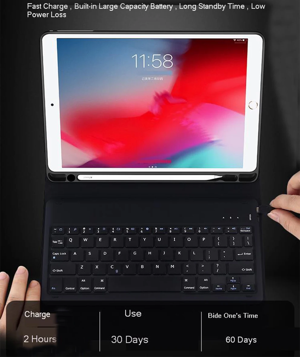 Желе расческа Bluetooth Беспроводной клавиатура для Apple iPad 9,7 5th 6th поколения Флип кожаный чехол смарт-чехол на магните