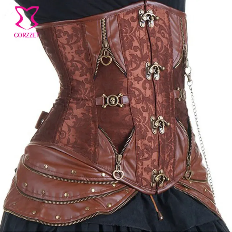 Корсеты на стальных косточках Skirted бюстье тренажер для талии Cincher стимпанк корсет