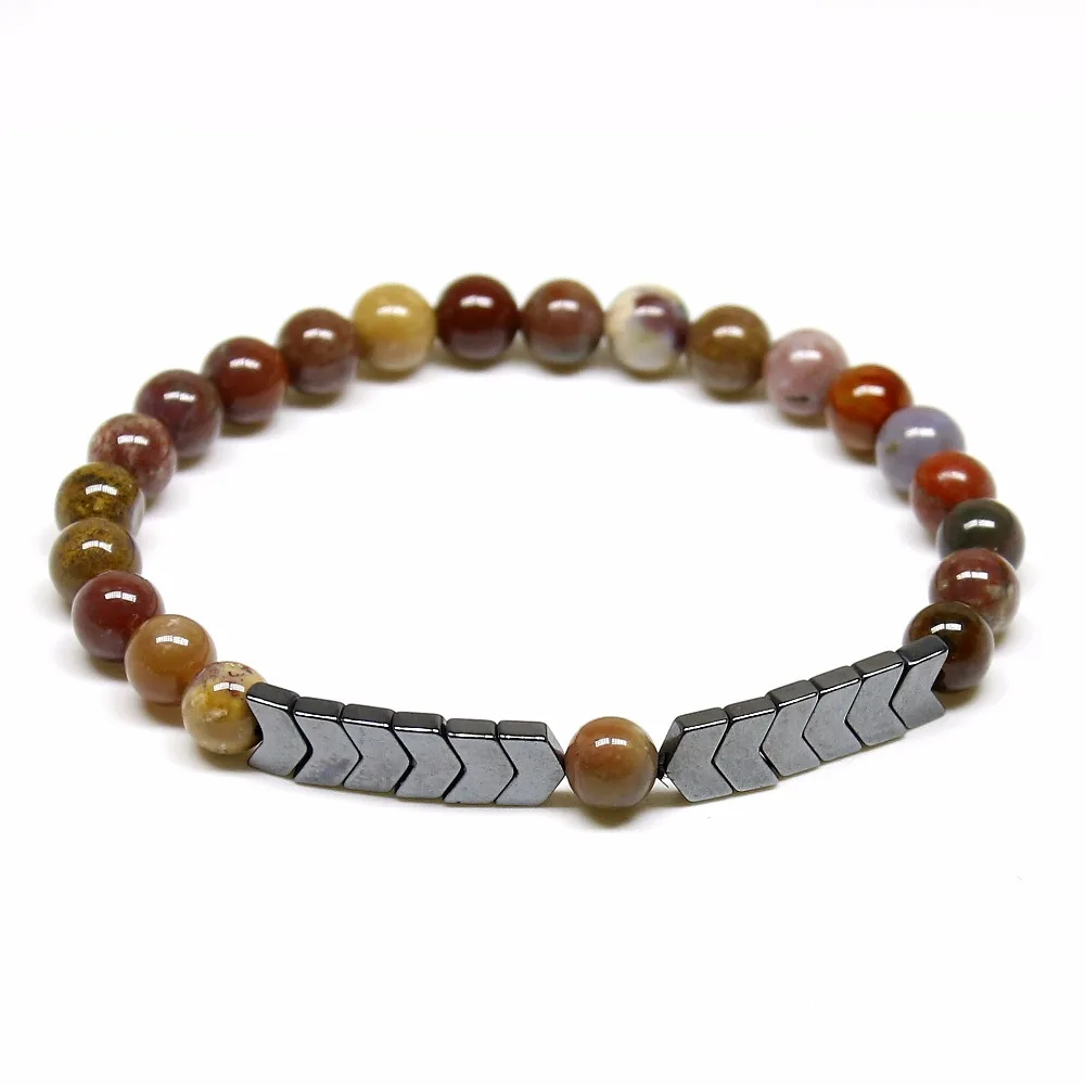 Мужской браслет с подвеской Зебра натуральный камень лечебные гематитовые