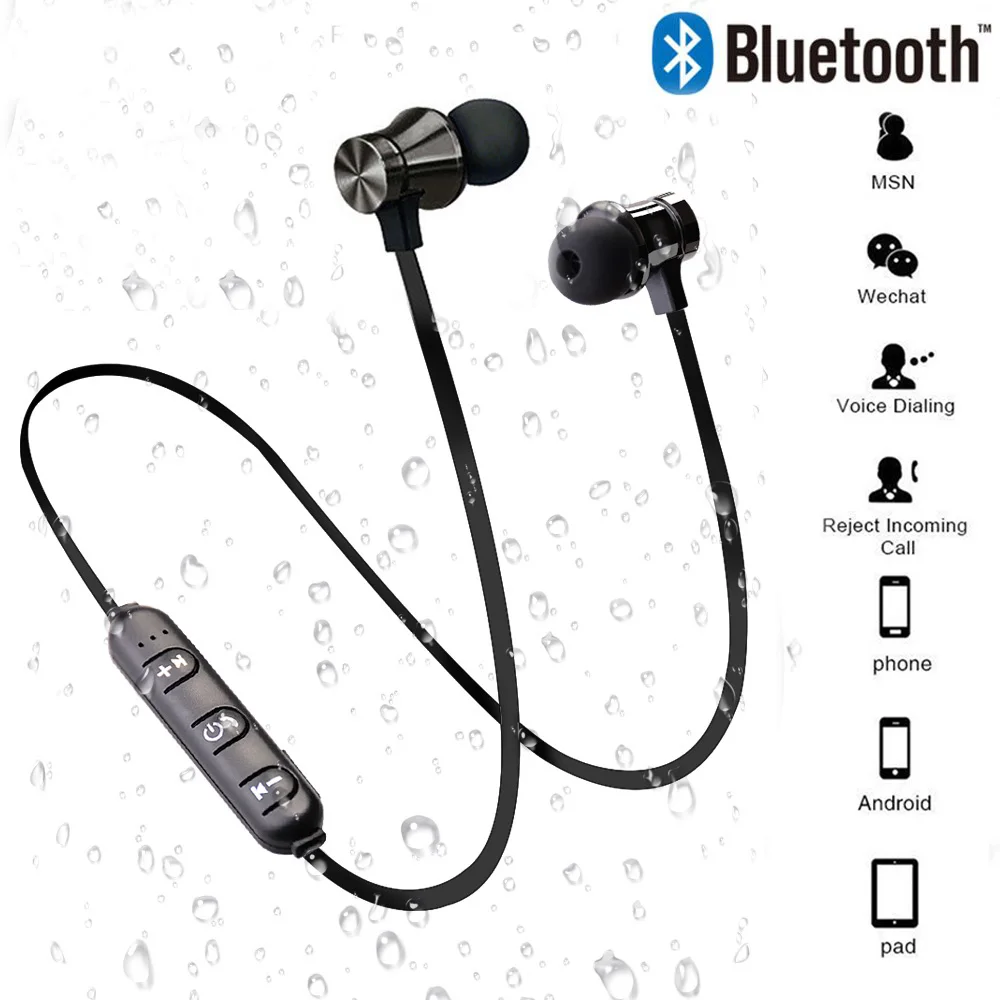 Магнитные беспроводные Bluetooth наушники стерео спортивные водонепроницаемые