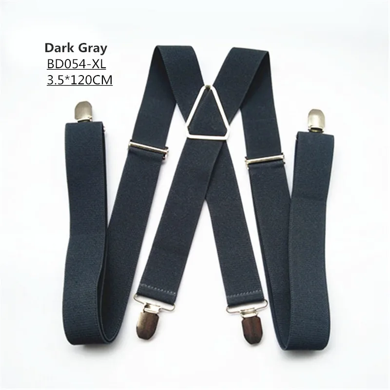 Dark Gray XL BD054-L, XL, XXLsize, темно-серый цвет, мужские подтяжки, 3,5 см, ширина, регулируемые эластичные х Задние зажимы на брюках, подтяжки для мужчин и женщин - Цвет: Dark Gray XL