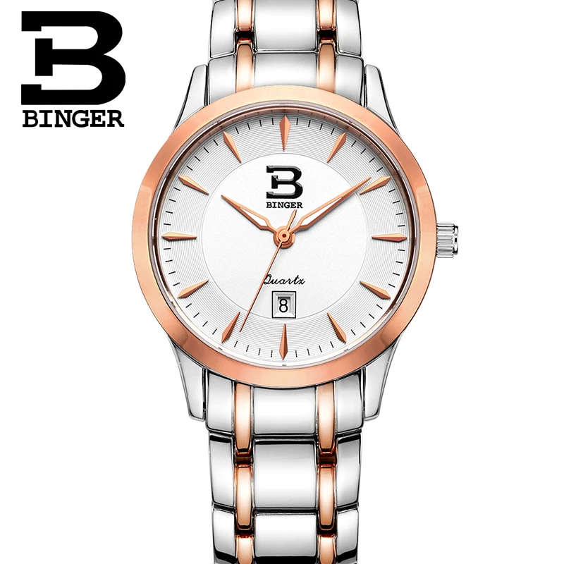 Швейцарские часы женские роскошные брендовые кварцевые BINGER водонепроницаемые