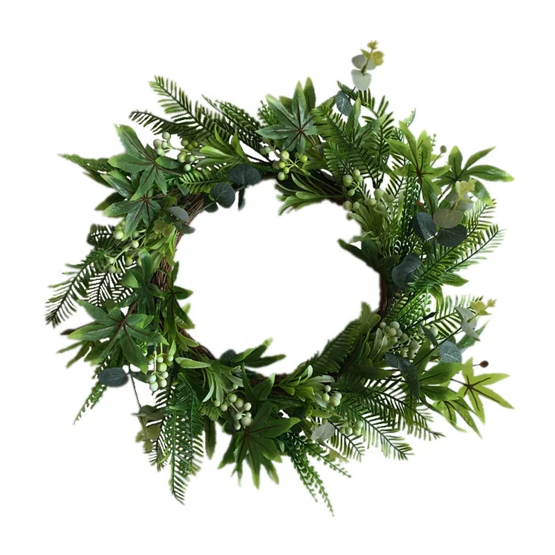 20 дюймовый дверной венок искусственный пластиковый с зелеными листьями ягодная