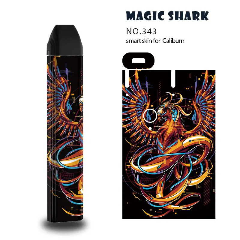 Magic Shark Batman Super Man Flash Phoenix Skull 2.5D Stereo Case Cover Skin Sticker Film for Uwell Caliburn 340-350 | Мобильные