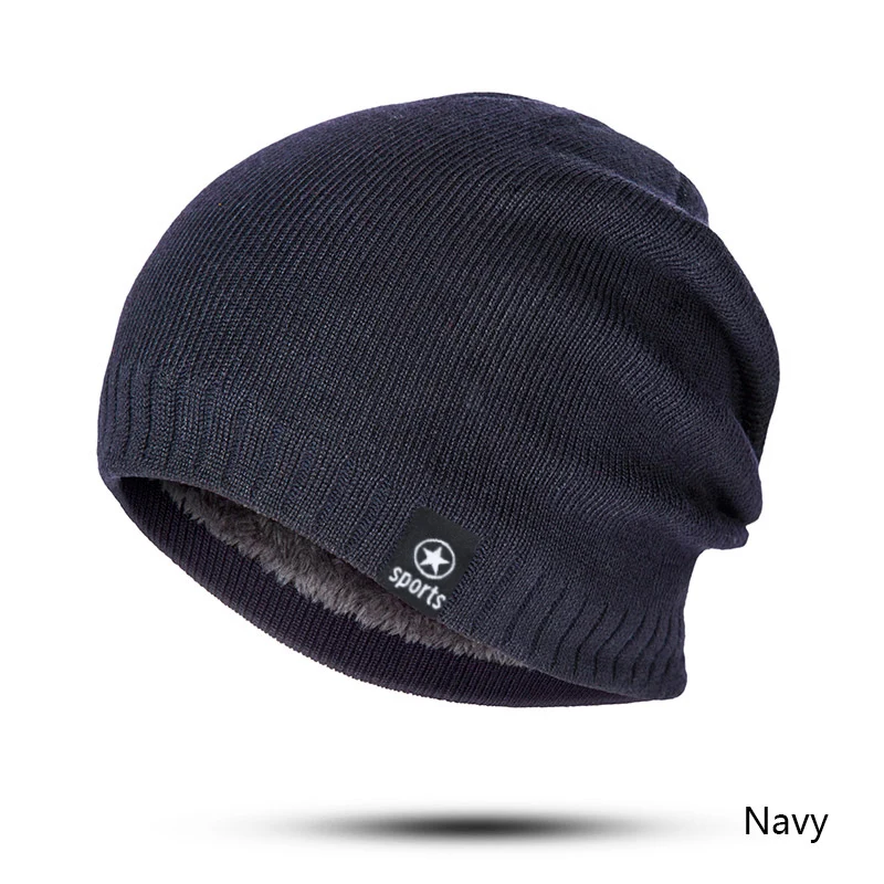 navy1 Популярные зимние шапки бини и кепки s Женская Вязаная Шерстяная Шапка мужская повседневная унисекс одноцветная хип-хоп Skullies шапки теплая шапка капот Мужская - Цвет: navy1