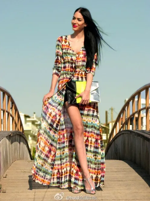 Винтажное платье Honey Moda женское пляжное вареный Шифоновое Платье макси с длинным