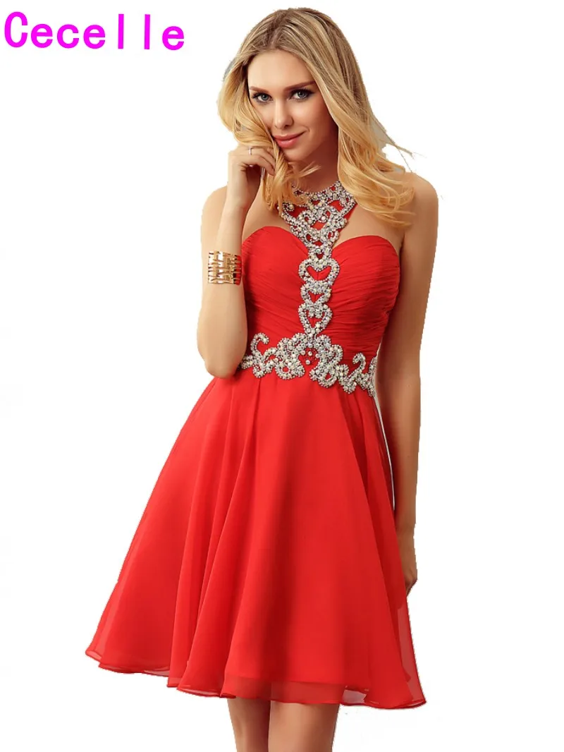 Сексуальный красный линия Искра шифон Короткие Коктейльные платья для