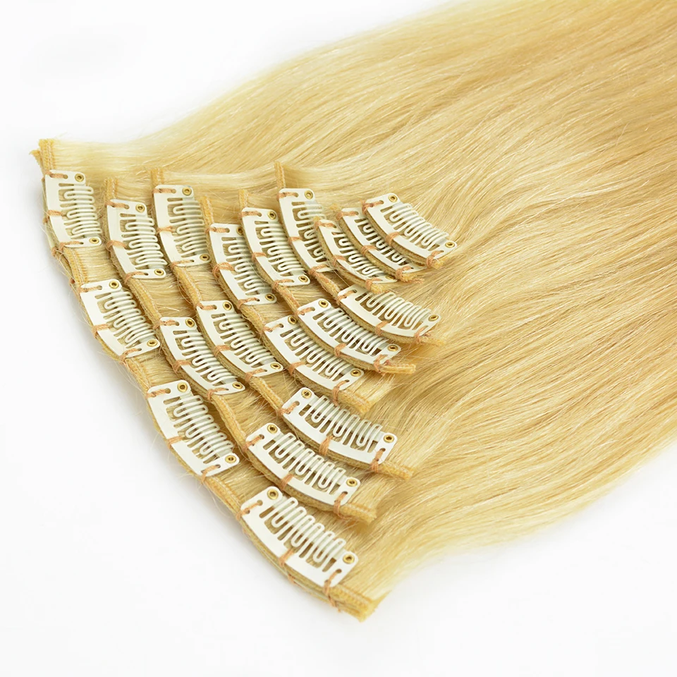 BAISI бразильские волосы Remy на заколке для наращивания #613 блонд прямые 10 шт./компл.