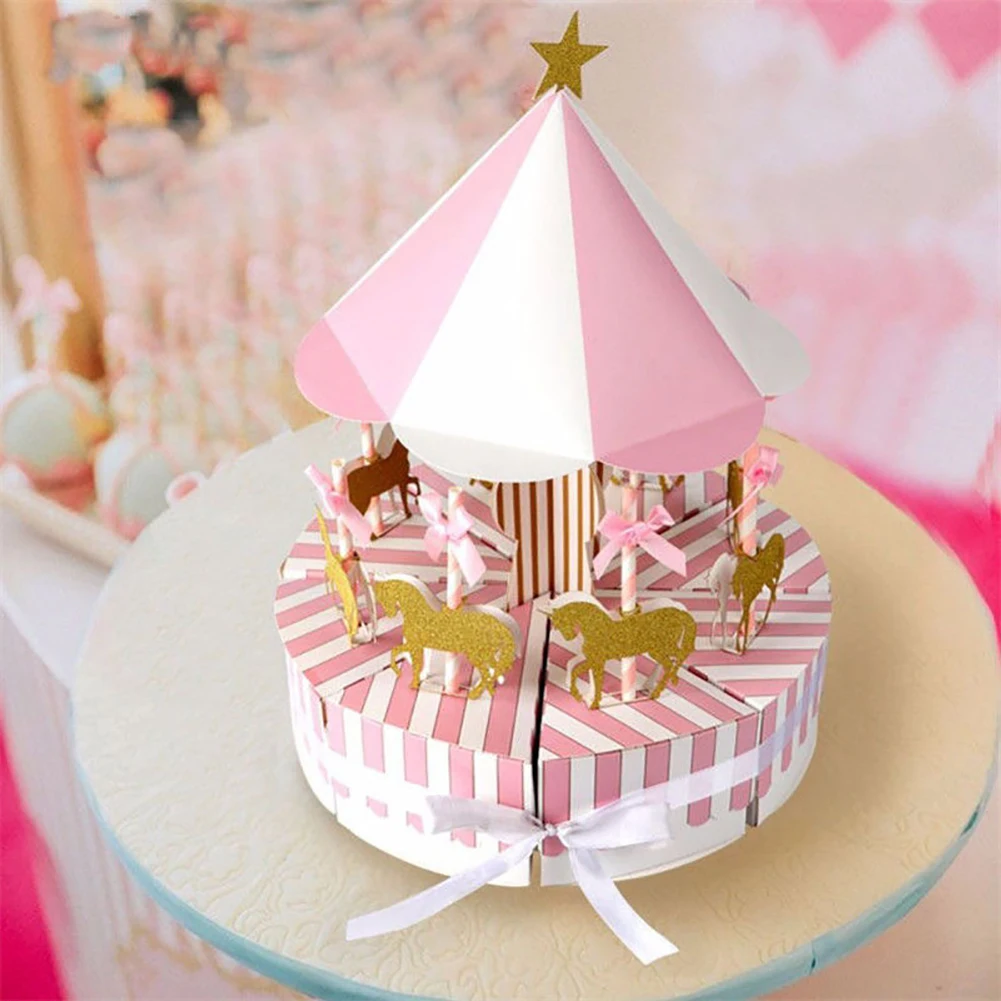 Модный бумажный контейнер для конфет в виде карусели с лентой | Дом и сад