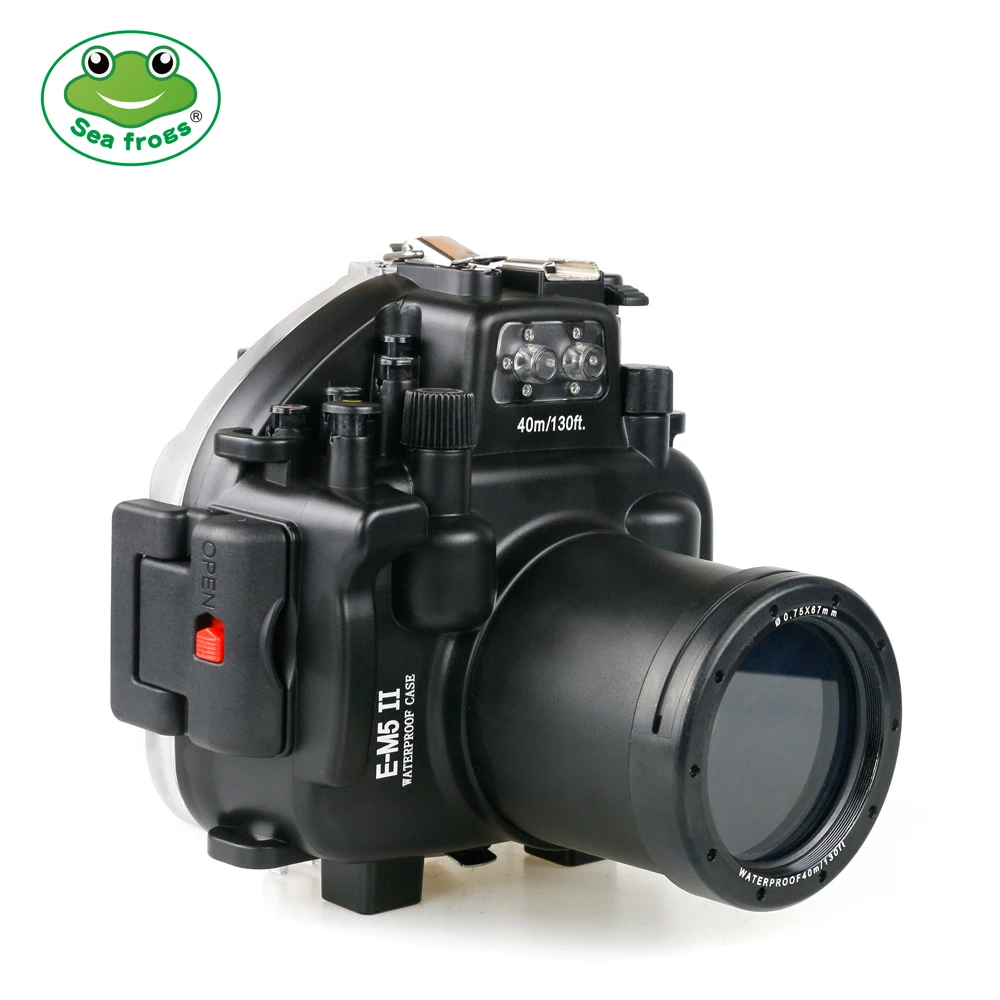 

Seafrogs 40m 130ft Underwater Waterproof Housing Case For Olympus E-M5 Mark II Support 12-50mm lens with tray and fisheye