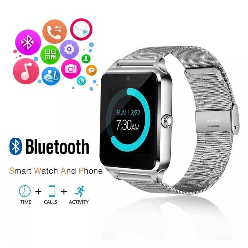 Смарт часы PK A1 Y1 умные с поддержкой Bluetooth шагомером камерой из нержавеющей стали