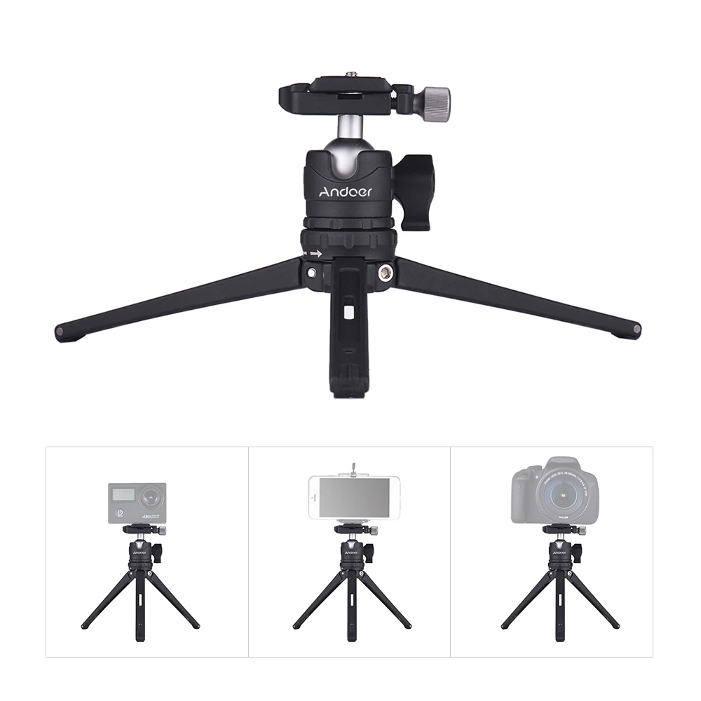 Andoer Table Desktop Mini Travel Tripod with Ball Head Quick Release Plate for Canon Nikon Sony DSLR GoPro Hero | Электроника