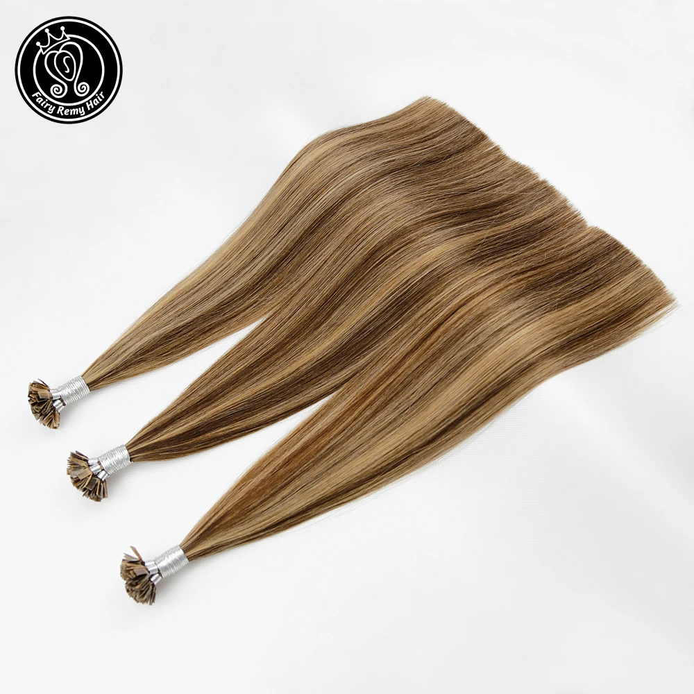 Сказочные волосы Remy 0 8 г/локон 14 &quot18&quot 22 &quotRemy человеческие для наращивания с