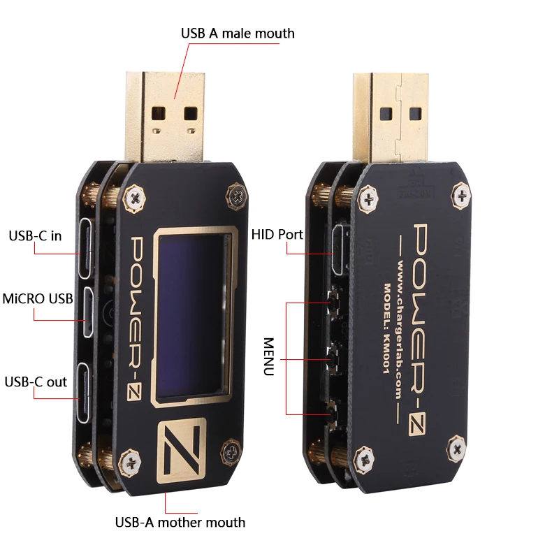 Power-Z KM001 USB тестер PD цифровое напряжение и ток пульсация двойной тип-c Стандартный