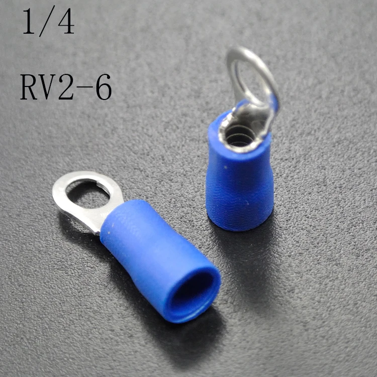 RV2 -6 50 шт. RV2-4 RV2-5 RV2-6 RV2-8 RV2-3.2 кольцо изолированный терминал кабель провод разъема костюм 1,5-2,5 мм электрические обжимной терминал RV - Цвет: RV2 -6