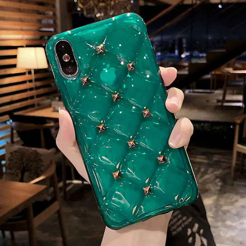 Мягкий Блестящий 3D-чехол для iPhone 7 8 6 6S Plus X XR XS Max Прозрачный ударопрочный чехол из