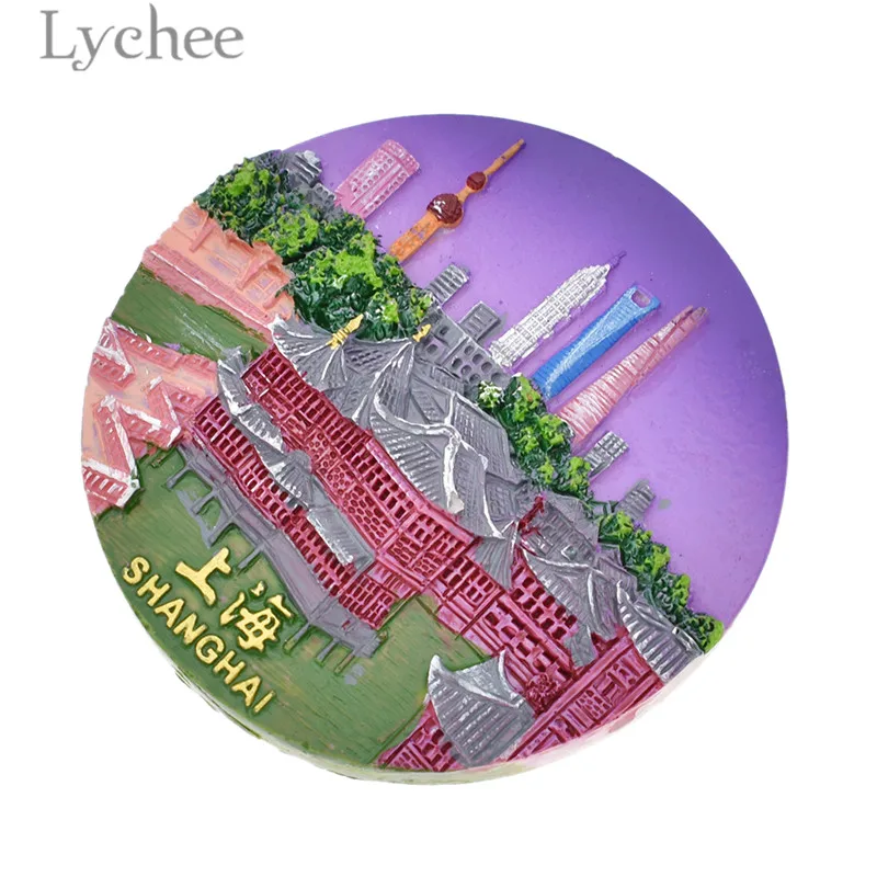 Магнитный холодильник Lychee Life в Шанхае Круглый креативный пейзаж сувениры для