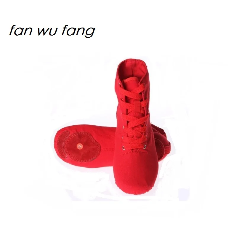 Fan wu fang/2017 г. Новое поступление красная парусиновая обувь для джаза с мягкой