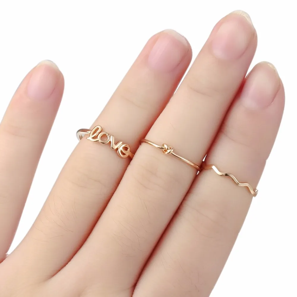Комплект женских колец Chandler 3 шт./компл. с узелком волнистым узором|finger jewelry|ring setring